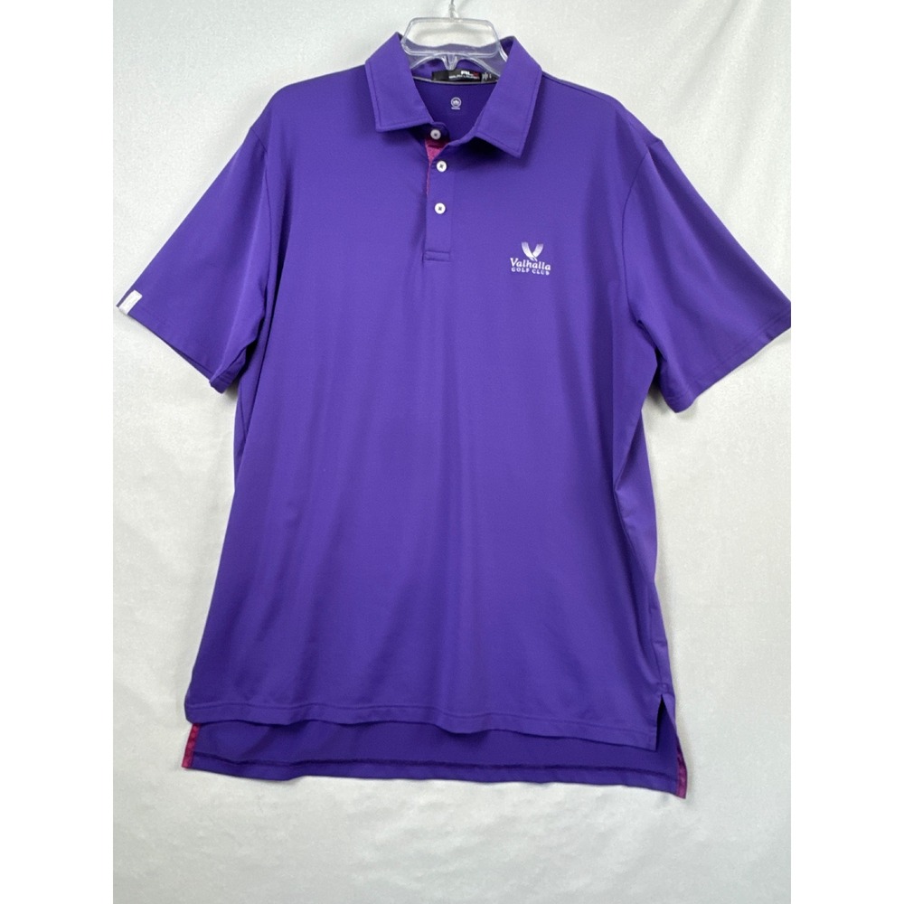 RLX Ralph Lauren Polo Shirt Mens Large Purple Valhalla Golf Club Wicking Stretch